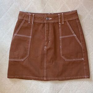 Topshop Utility High Waist Denim Jean Skirt Toffee NWOT